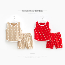 Baby Summer Dress Girl Split Pure Cotton Man Sleeveless Slim Fit Two Sets Summer Baby Clothes Children Vest Suit