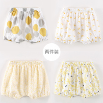 Baby Shorts Summer Big Fart Pants Outside Wearing Flowers Bract Light Cage Pants Children Girl Girl Summer Clothing Pure Cotton Baby Pp Pants