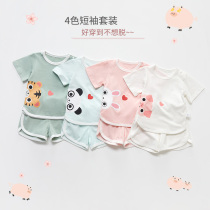 Female Baby Summer Dress Suit Pure Cotton Foreign Gas Man Two Sets Slim Fit Children Summer Clothes One Year Old 3 Short Sleeve 2 Baby Clothes