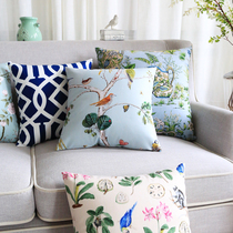 American country pastoral sofa cushion suede flower and bird double-sided pillow decoration living room decoration pillow Bedside cushion