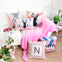 Shangxin Nordic ins cotton and linen pillow tender pink elk sofa cushion office lumbar pillow bed large cushion cover