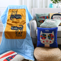 Pine house cat and fish cotton linen pillow quilt sofa lunch break cover cover blanket car air conditioner is multi-purpose