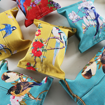 Pine cones house new Chinese flower and bird tissue box tissue box towel cover cotton and linen tissue bag living room decoration tissue towel