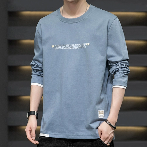 Мужская хлопковая осенняя демисезонная толстовка, утепленный лонгслив, свободный крой