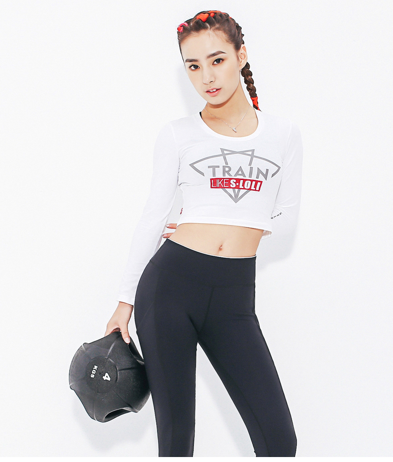 Runaway Loli Thời trang thể thao dài tay cho phụ nữ vòng cổ lộ ra rốn thun thun nhanh khô cao chạy thể dục bó sát áo thun tay dài nam the thao