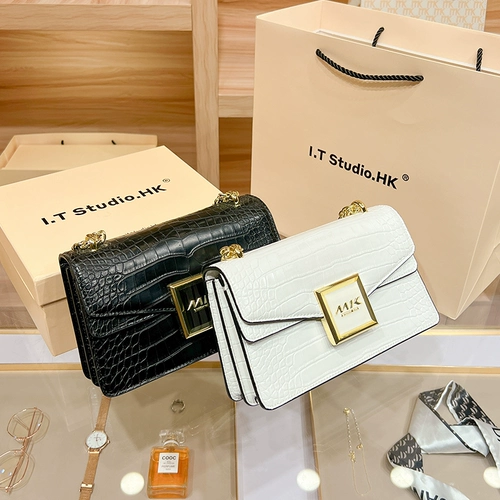 Цепь, сумка через плечо, демисезонная сумка на одно плечо, Гонконг, из натуральной кожи, премиум класс