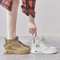  2021 Martin womens spring and autumn all-match boots inner heightening booties British style boots mid-tube tide ins thin thin