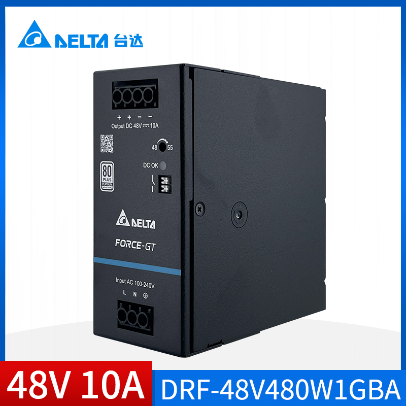 Drf-48V480W1Gba Delta Rail-Mounted Switching Power Supply 48V10A Genuine 480W with Triple Protection Rubber Coating