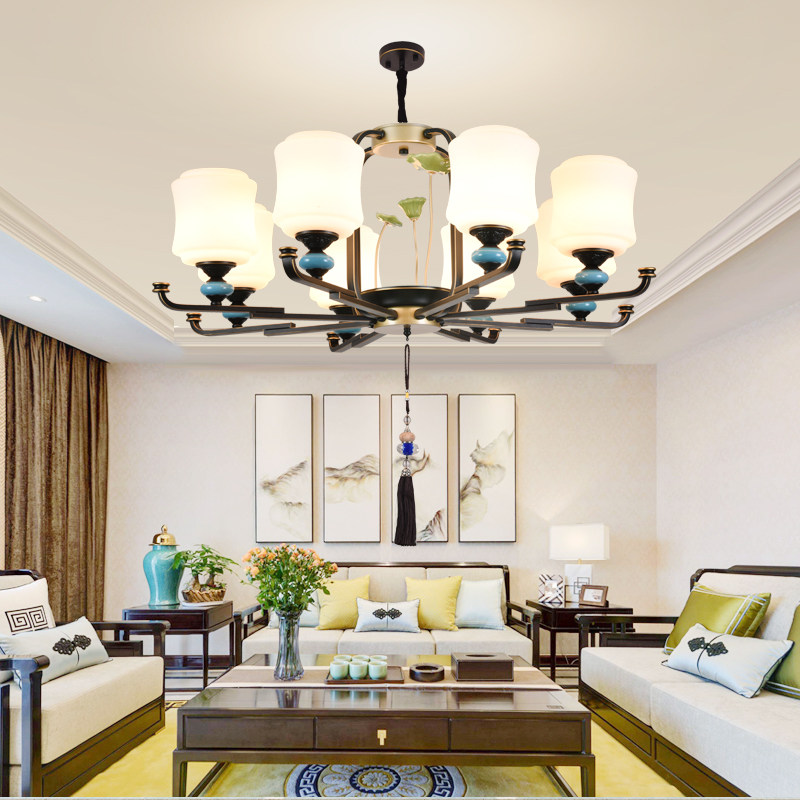New Chinese chandelier living room Chinese style antique atmosphere Simplified modern household Zen creative restaurant bedroom lamps