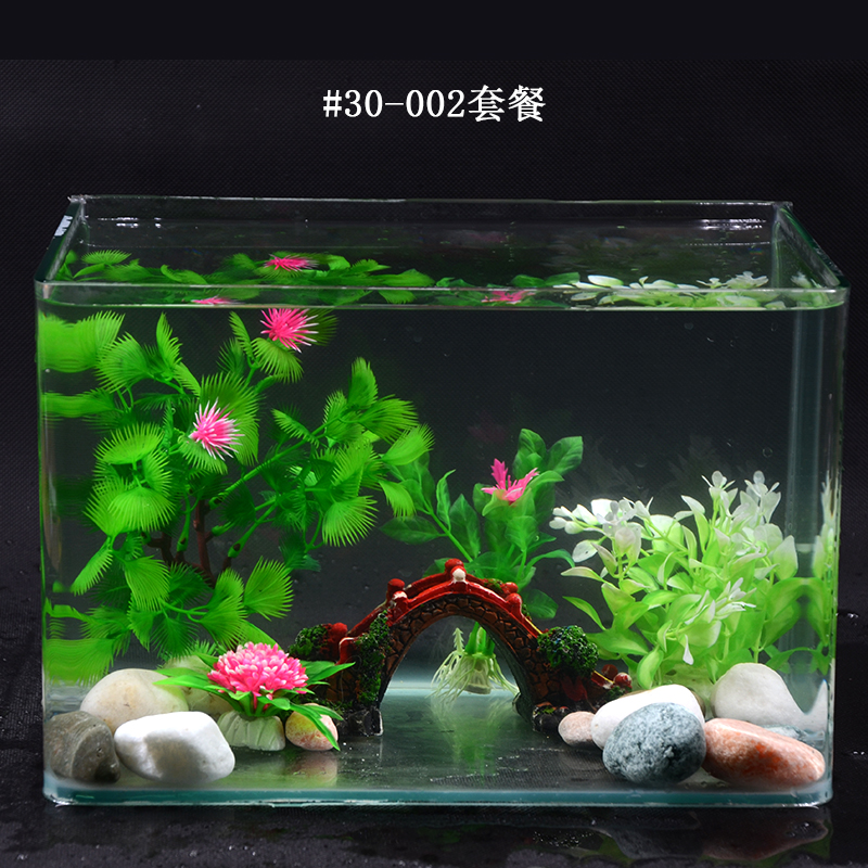 Small Aquarium Decoration Set Simulation Water Grass Background