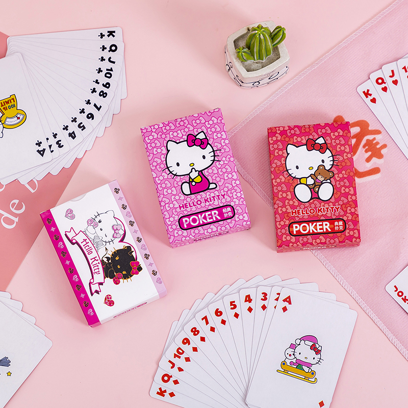 Genuine Hello Kitty poker cute cartoon creative iron box puzzle board game game card cute card