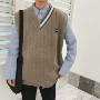 Hàn Quốc ins đại học gió v cổ vest thương hiệu áo không tay nam và nữ áo gile hàn