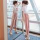 2023 new women's summer net red foreign style age-reducing small man wears fashion fried street wide-leg pants two-piece Korean version