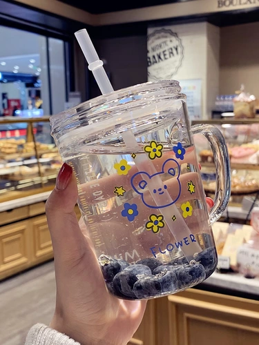 Корейская простота девочка сердца теплостойкость стакан милый домашний машне