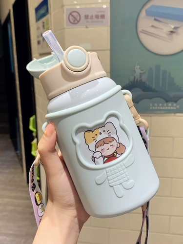 Мультяшный милый детский высококачественный стакан, детская трубочка со стаканом для школьников, дорожный ремешок для сумки, чайник
