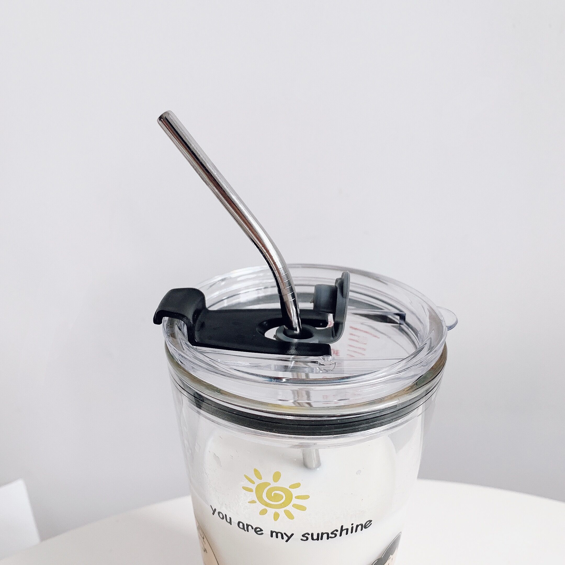 Girl Heart Screening Room Stainless Steel Straw Straw Brush