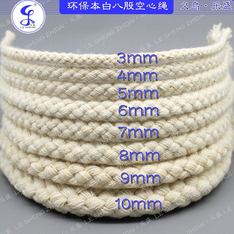 White Alcohol Wick Craft Waistband Hat Clothing Drawstring Pocket Hollow Braided Rope Eco-Friendly Pure Cotton Rope