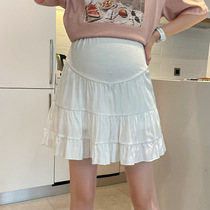 Maternity skirt summer style 2024 new summer cool skirt anti-exposure pleated short skirt high waist belly support cake skirt