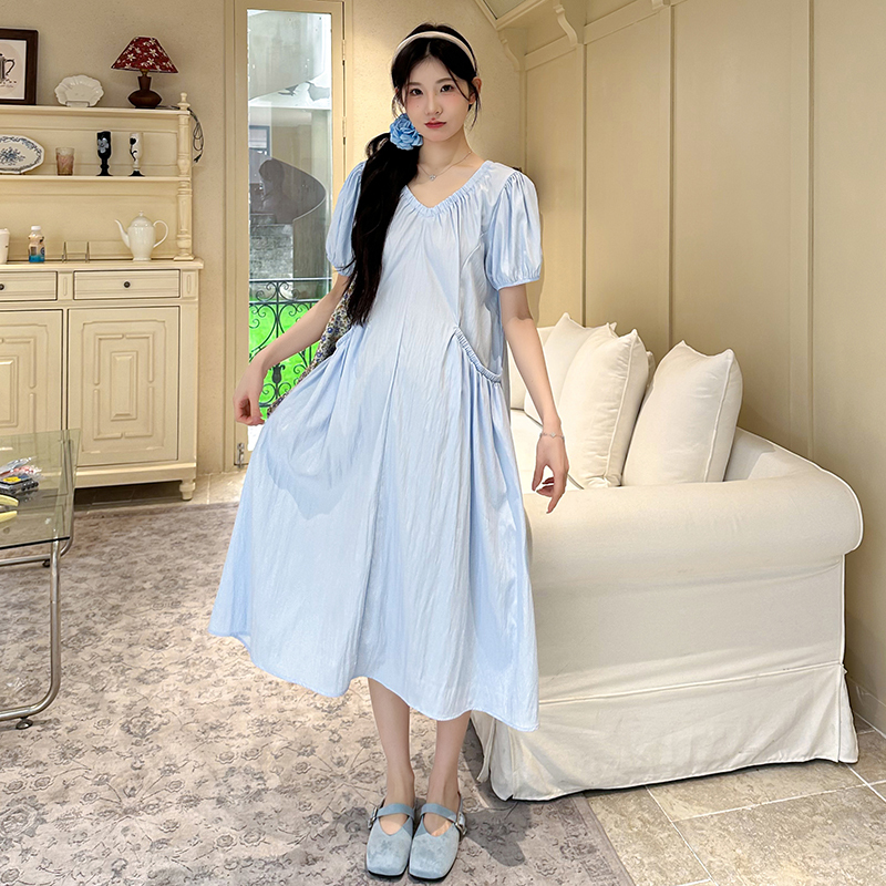 Korean-Style Maternity Wear 2026 New Summer Pleated Dress with Pockets, Light Luxury and High-End Feel, Beautiful Dress for Pregnant Women Korean-Style Maternity Wear 2026 New Summer Pleated Dress with Pockets, Light Luxury and High-End Feel, Beautiful Dress for Pregnant Women