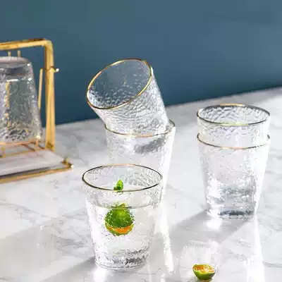 Simple ins wind embossed glass hammer pattern water cup Phnom Penh household hotel mouthwash cup glass set brushing cup
