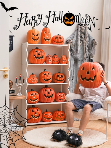 Украшение ночи Хэллоуина, большой тыквенный фонарь, дверь магазина, атмосфера, макет сцены, реквизит, бар, светящиеся украшения