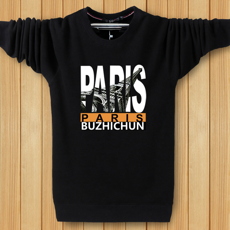 Áo len nam mùa đông cộng với nhung dày rộng cổ tròn cỡ lớn cotton dài tay áo thun áo thun ấm áp áo hoodie nam