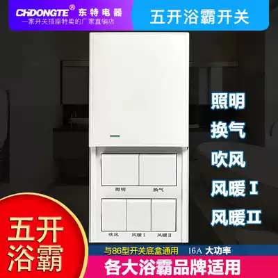 Household suspended ceiling heater Bath five open four open Feili bathroom 5 open sliding cover 16A4 switch European white color