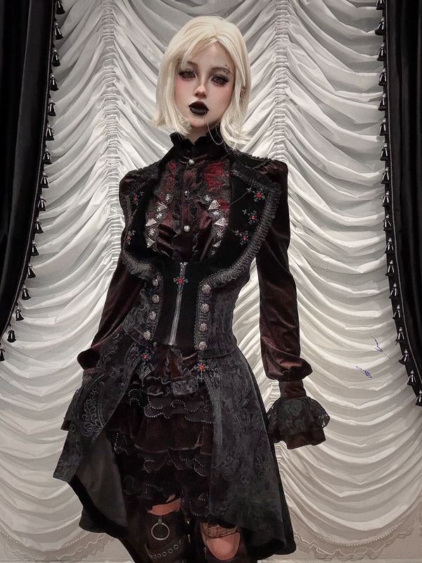 Made in Hell | Devilfashion Dark Gothic Style Prince-Style Swallowtail Vest with Detachable Swallowtail Wt109 Made in Hell | Devilfashion Dark Gothic Style Prince-Style Swallowtail Vest with Detachable Swallowtail Wt109