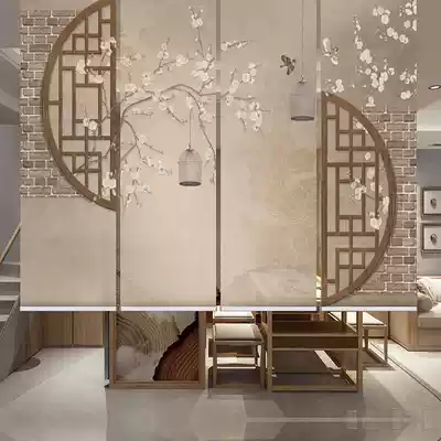 Office new Chinese hanging curtain bedroom electric decoration tea room soft partition living room screen shading rolling curtain window curtain