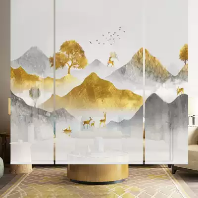 Light luxury modern curtain new Chinese roller curtain living room soft partition tea room partition window office landscape decoration hanging curtain