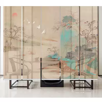 Office blackout curtains Tea room soft partition curtain Modern Chinese-style Japanese screen Living room study Linen roller curtain