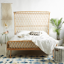 Nordic B&B ins rattan bed king designer hotel bedroom creative Indonesian rattan rattan furniture double bed