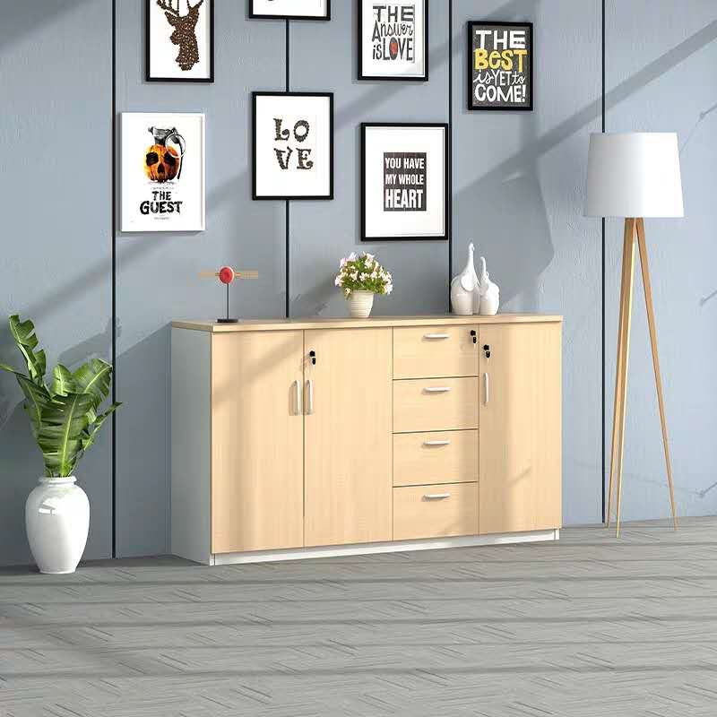 Office file cabinet Low cabinet storage cabinet Wooden office cabinet lockable bookcase Data cabinet Storage cabinet Tea cabinet