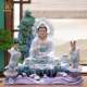 Purple Bamboo Forest Guanyin Statue Living Room White Marble Chinese Style
