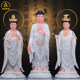 Western Three Saints Buddha Statue Standing Lotus Song Style Han White Marble Amitabha Buddha Guanyin Mahasthamaprapta Bodhisattva Home Worship Decoration
