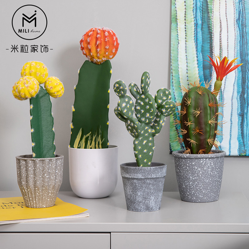 Nordic Emulation Small Cactus Potted Plant Pendulum Pieces Colorful Fairy columns Balls Plant Living-room Table Decoration Furnishing