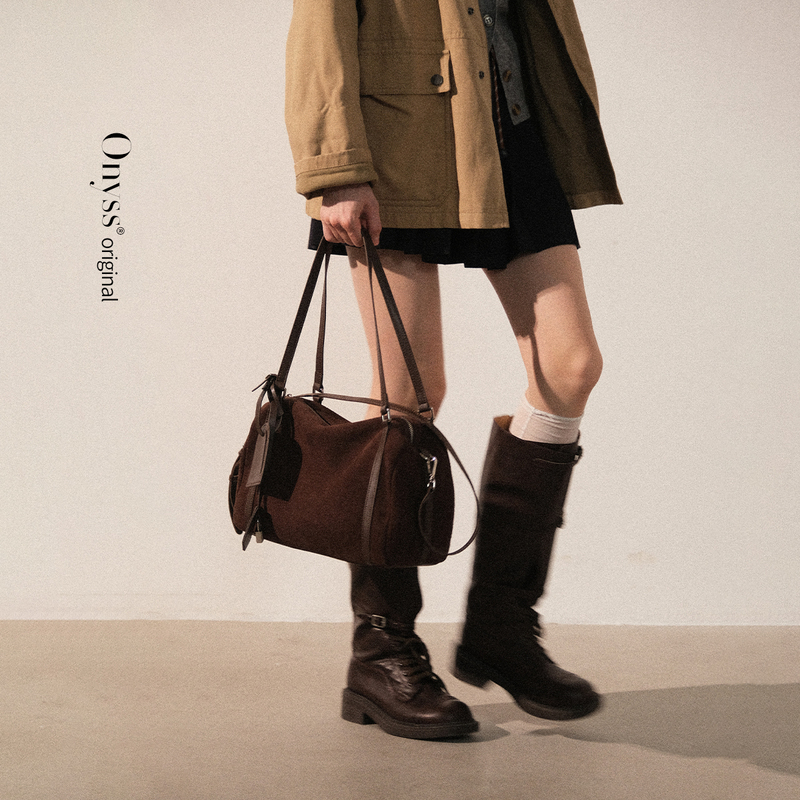 Onyss'Want to Be Free' Leather Boston Pillow Bag Large Capacity Shoulder Crossbody Commuter Bag Bowling Bag Onyss'Want to Be Free' Leather Boston Pillow Bag Large Capacity Shoulder Crossbody Commuter Bag Bowling Bag