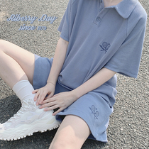 Huafg Embroidery Loose Casual Grey Blue Tennis Teenager Tightness Waist 100 lap sports shorts H