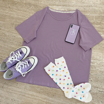 Universal Solid Color Base Ordale Purple Loose Joker base shirt Short Sleeve Round Neck T-shirt W