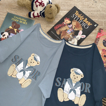 Original vintage girly Sailor Teddy Bear Blue Short Sleeve T-Shirt H