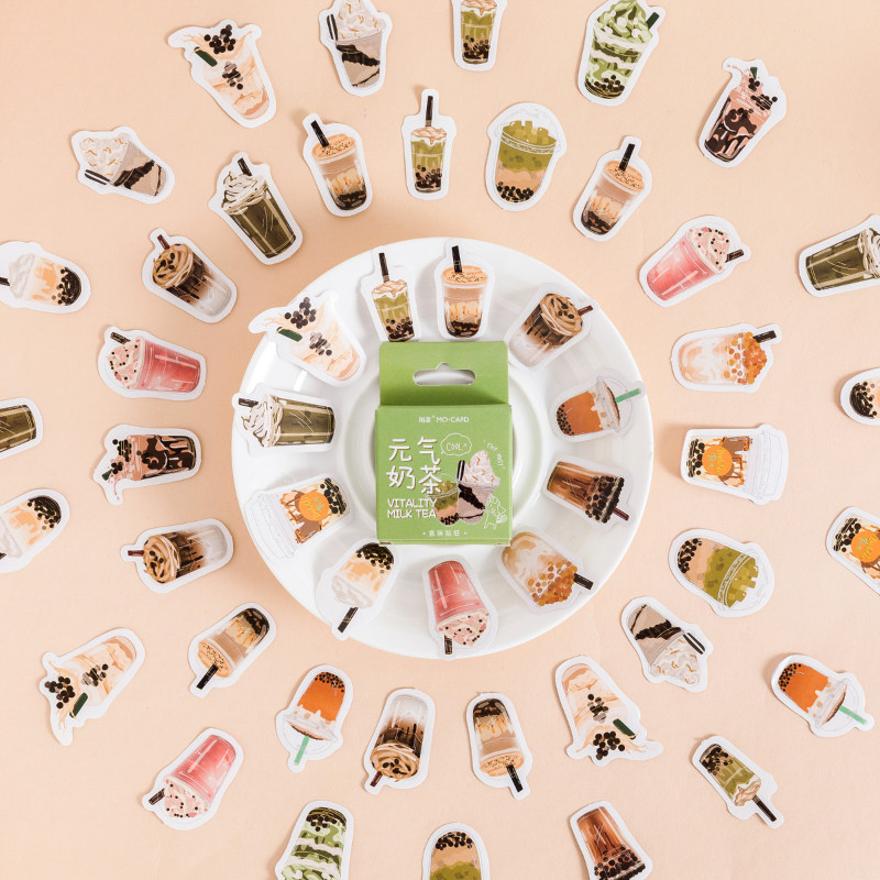 Strange box sticker Yuan milk tea Fresh drink dessert cold drink decorated adhesive self - paste