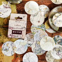 Mo ink boxed self-adhesive stickers retro hemisphere nostalgia map round life small object hand account decoration seal