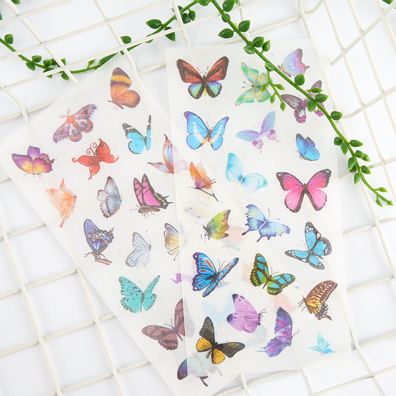 Creative flat sheets and paper stickers butterfly DIY diary entries bookkeeping schedule classified decorations with 6 sheets of entry