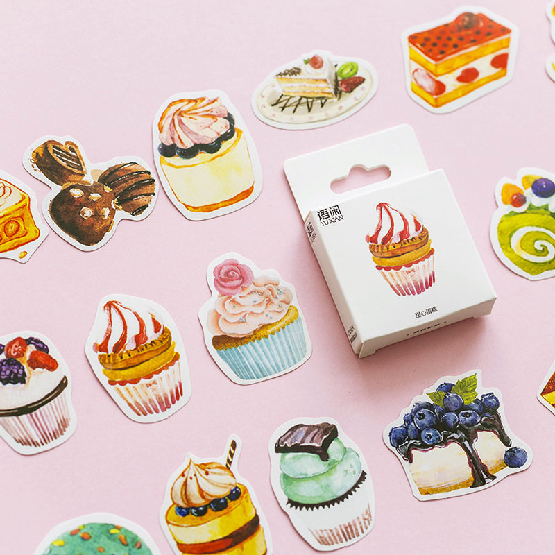 Free-for-all box stickers Sweetheart cake Delicious food dessert DIY hand account decoration sticker seal