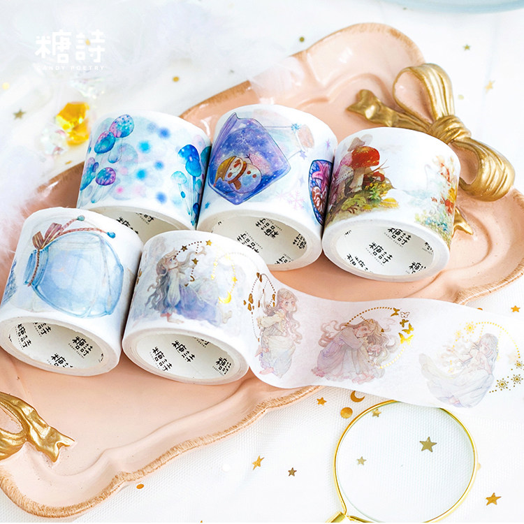 Sugar poetry and paper adhesive bottles in the world cute teenage girl glass bottle mushrooms DIY decorative handbill adhesive tape