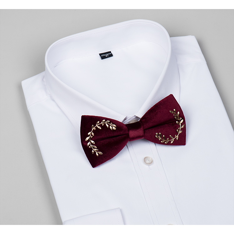 Andywu velvet wine red leaves handmade tie men wedding wedding bow clock cooker