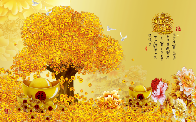 招财进宝金色玄关