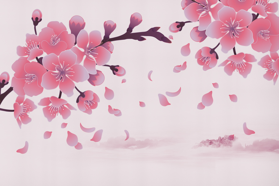 新中式手绘梅花花