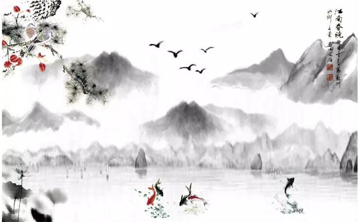 山水画水墨画电视
