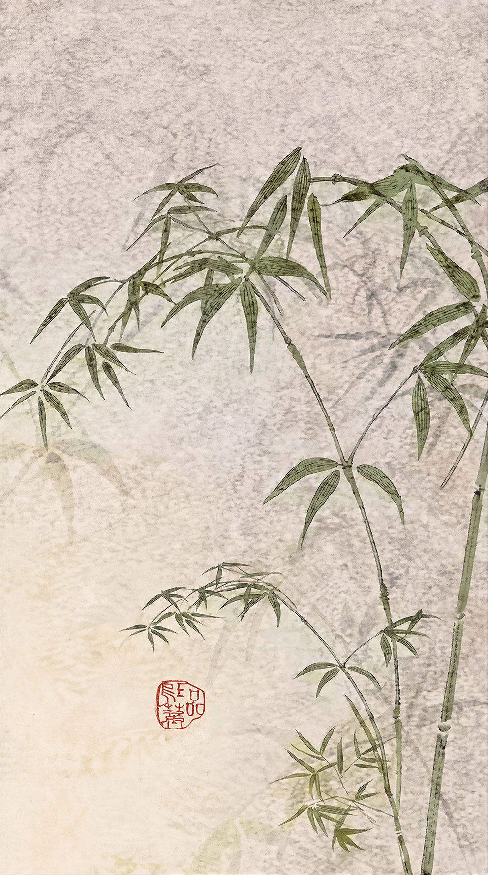 新中式玄关绿色竹